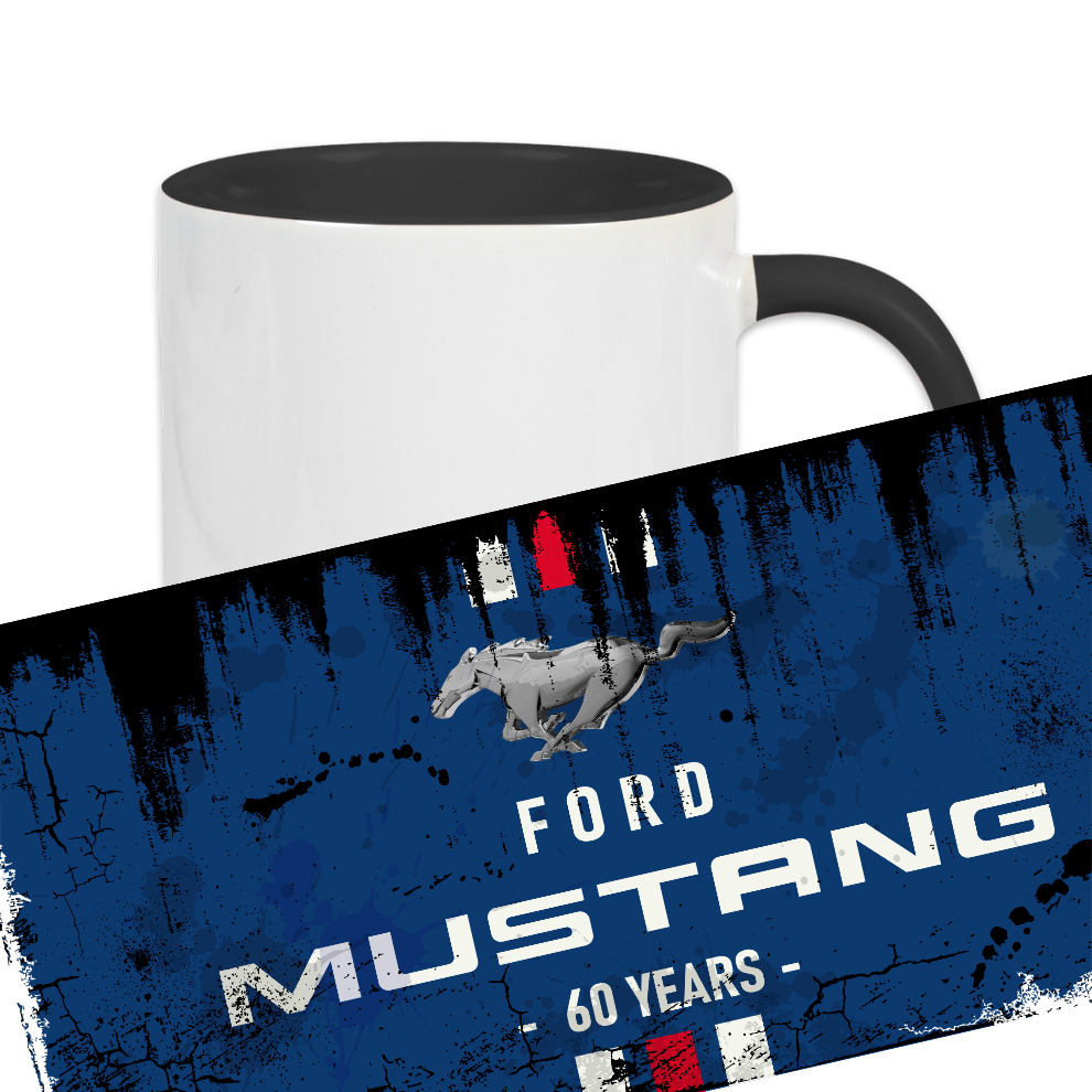 Vintage Becher 60yr Ford Mustang blau