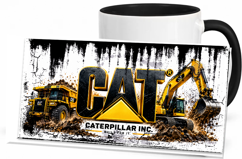 Vintage Becher Caterpillar Baumaschinen