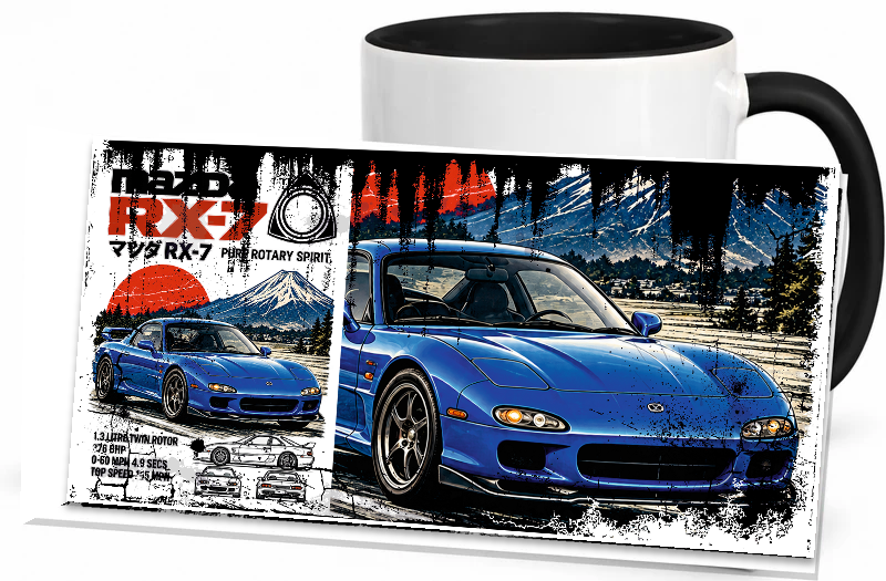 Vintage Becher Mazda RX-7 Blau