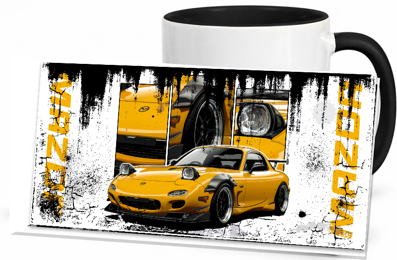 Vintage Becher Mazda RX-7 Gelb