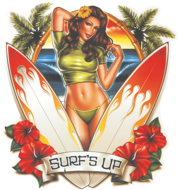 Aufkleber- Pin up Surf P1