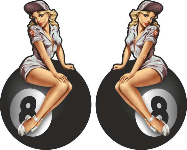 2er Aufkleber- Pinup 8-Ball P3
