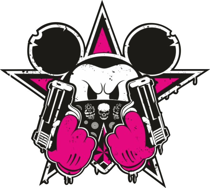 Aufkleber Mickey pink Gun - T6